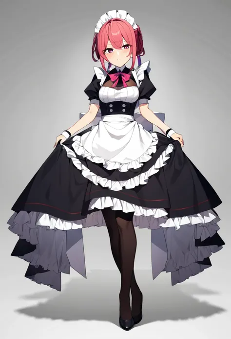 1girl, full body, white background, maid, 