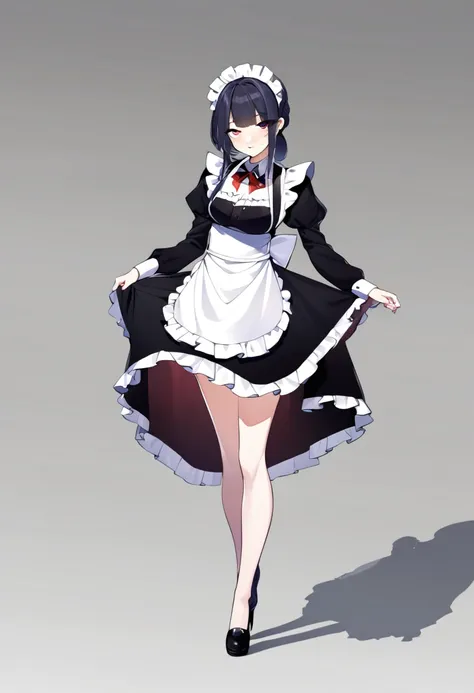 1girl, full body, white background, maid, 