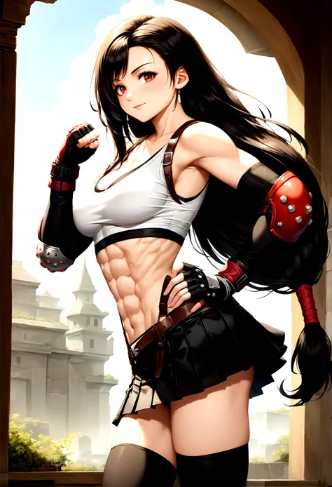 score_9, score_8_up, score_7_up,score_6, score_5,BREAK , ,from side,side view,side angle,pov,straight-on,,standing,contrapost,upperbody ,,straight-on,Solo,1girl, tifa lockhart, final fantasy,ultra beautiful ,black hair, low-tied long hair, red eyes, bangs,...