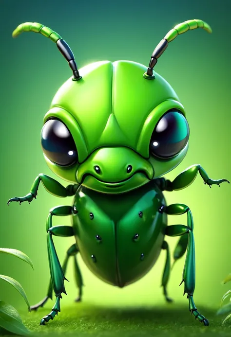 green, insect, bug, beetle, cute, cartoony