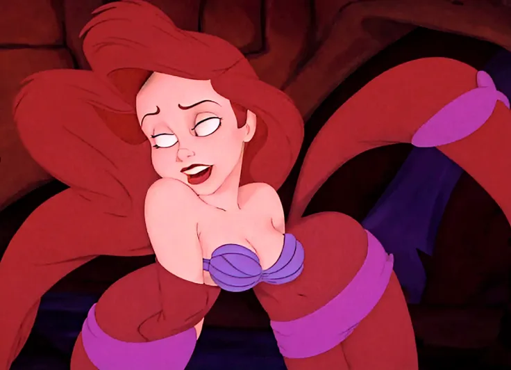 a close up of a cartoon character with a red hair, jessica rabbit, female disney villain, emma watson as jessica rabbit, megara, classic disney mood, the little mermaid, ariel the little mermaid, scales covering her chest, little mermaid, sleeping beauty, ...