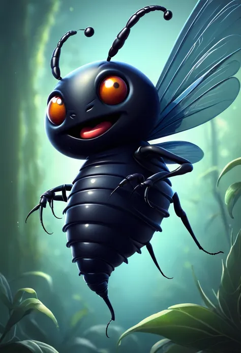 black, insect, bug, cartoony, wings, flying, dark, bettle, worm