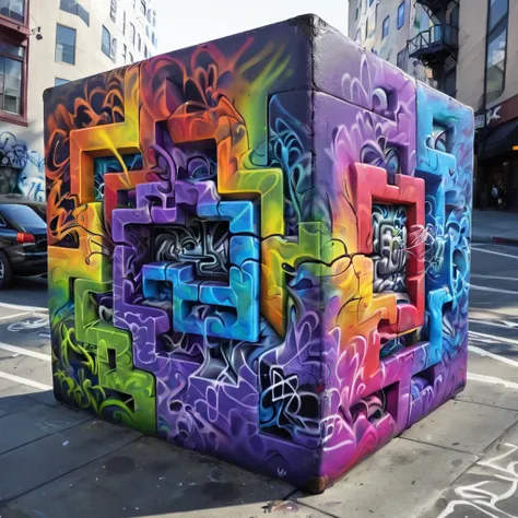 f4b14n san francisco rainbow cube graffiti