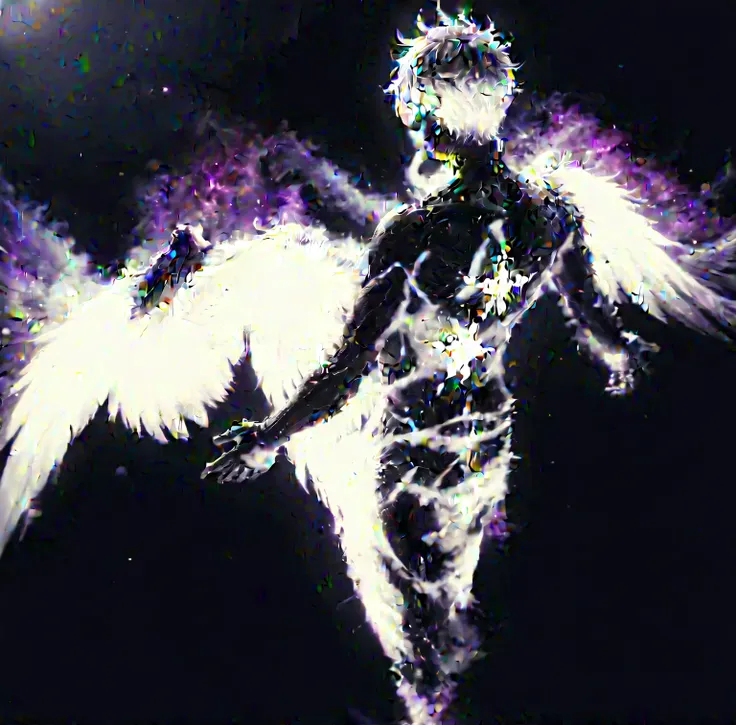 anime character with wings and a star on his chest, anjo tron, ser angelical brilhante, jujutsu kaisen, an epic anime of an ener...