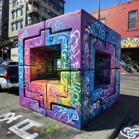 f4b14n san francisco rainbow cube graffiti