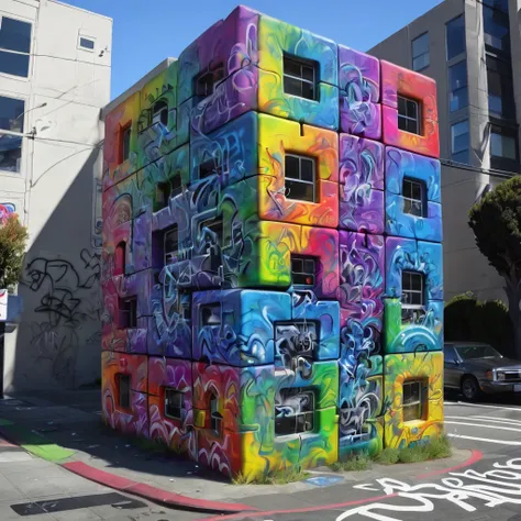 f4b14n san francisco rainbow cube graffiti