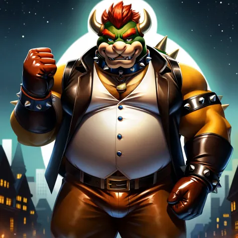 Solo, Male, fat, extremely obese, gentleman, dapper Professor Bowser, blue eyes, (posing:1.3), (soft shading), 4k, hi res, ((detailed face, detailed)), looking at viewer, evil grin, steampunk, collared shirt with buttons, top hat, male focus, Explorer Outf...