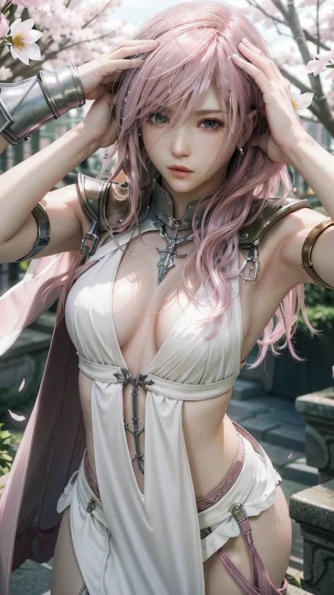 (masterpiece, Highest quality:1.3)
Lightning FF13, 1 girl, alone, Long Hair, Pink Hair、Completely naked、All Nude、Sweat all over the body、prison、Hold your head with both hands、Cherry tree in full bloom、garden