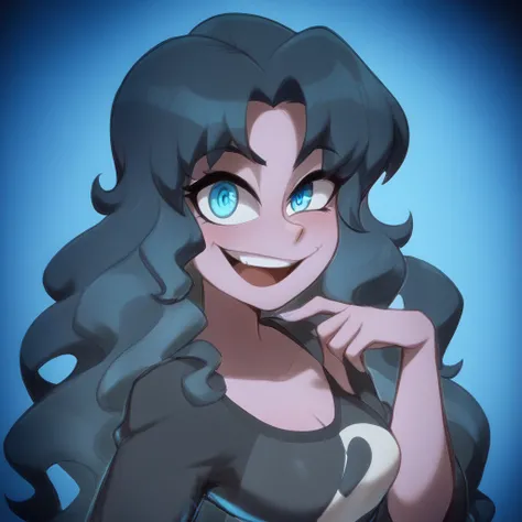 Ralph Bakshi Style, Curvy blue eyed girl with long wavy black hair and small breasts, (extreme nsfw)3.0, lewd3.0