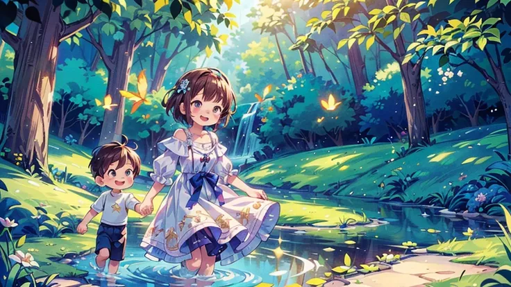 score_9,score_8_superior,(((Highest quality、Masterpiece、Official Art、The best dynamic composition、Super detailed)))、(((Single Mother)))、(((Mother and 3-year-old boy holding hands and smiling happily)))、Heartwarming、A gentle smile、A sparkling world、Gentle s...