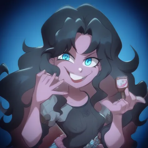 Ralph Bakshi Style, Curvy blue eyed girl with long wavy black hair and small breasts, (extreme nsfw)3.0, lewd3.0, upshot, pov