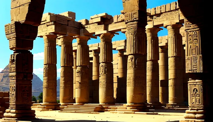 thebes, egyptian temple, mountain, beautiful