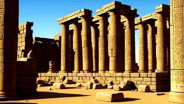 thebes, ancient egyptian temple, built, not in ruin