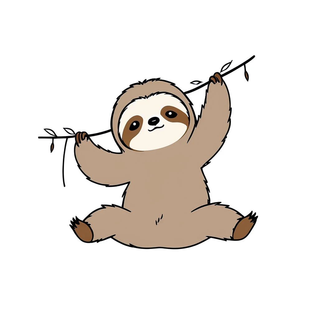 1sloth only,simple,(white background:1.4),doodle,scribble,minimalism