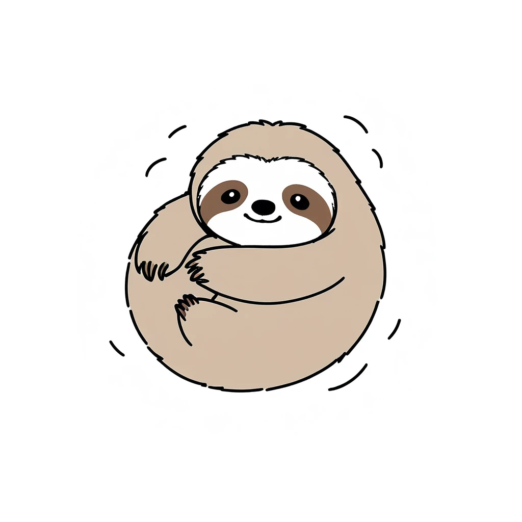 1sloth only,simple,(white background:1.4),doodle,scribble,minimalism