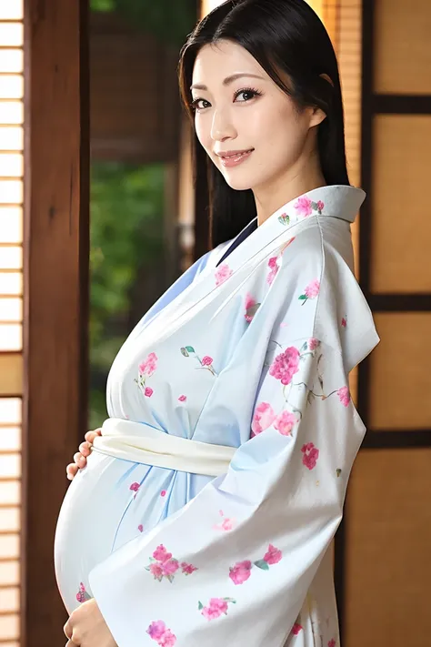 (Highest quality、Tabletop、8K、Best image quality、Award-winning works)、(One beautiful mature woman:1.1)、Adult face、(Innkeeper:1.1)、(Elegant floral kimono:1.2)、(A kimono with a perfect and precise collar:1.2)、Perfect mature woman portrait photo、Glowing Skin、S...