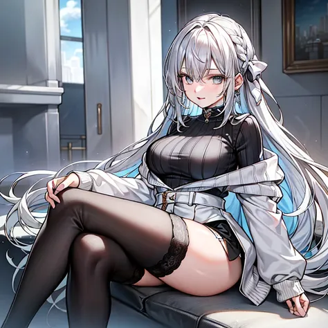 (1girl), sit on chair，absolute realm，‎classroom，sitting，crossed legs，ultra high resolution, 16k, ((masterpiece)), ((best quality...