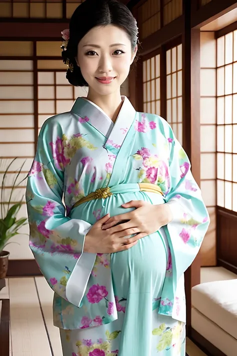 (Highest quality、Tabletop、8K、Best image quality、Award-winning works)、(One beautiful mature woman:1.1)、Adult face、(Innkeeper:1.1)、(Elegant floral kimono:1.2)、(A kimono with a perfect and precise collar:1.2)、Perfect mature woman portrait photo、Glowing Skin、S...