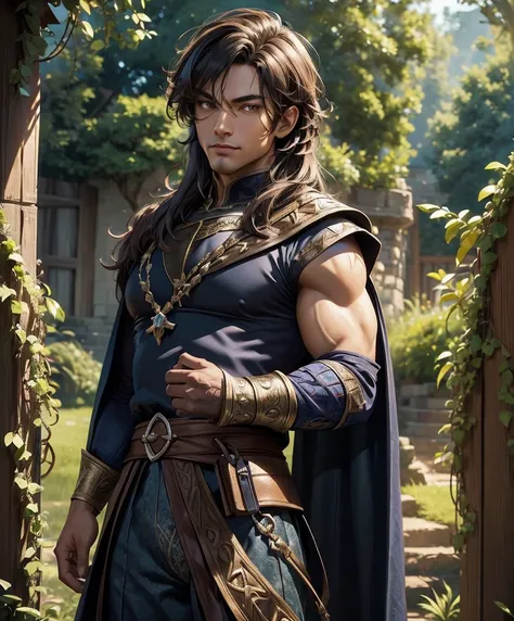 (((single character image.))) (((1boy)))   (((dressed in medieval fantasy attire.))) this is a dashing male adventurer in a high...