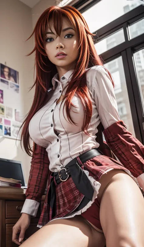 
(best quality, masterpiece, colorful, highest detailed), ((photorealistic:1.2)) , raw photo, ((rias gremory)),sexy, big breasts, in classroom,, mini skirt,unbottoned shirt, (vibrant color), (intricate details), (dynamic angle), exposure blend, bokeh, dim ...