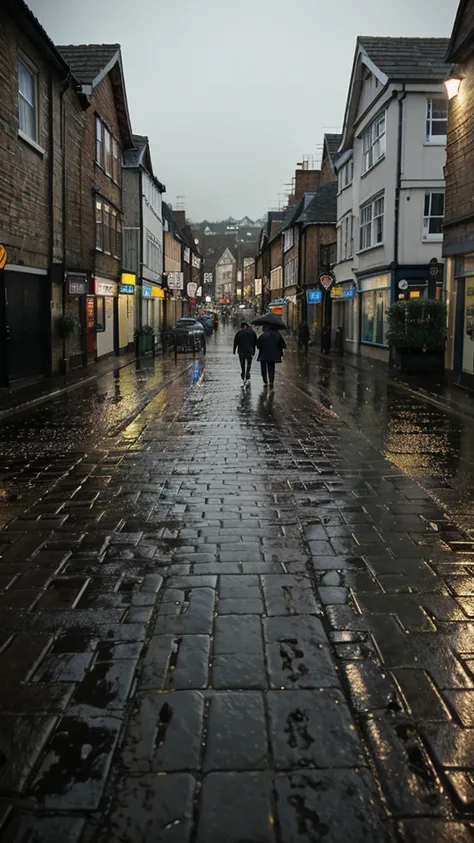 A rain-soaked sidewalk　City of night　England