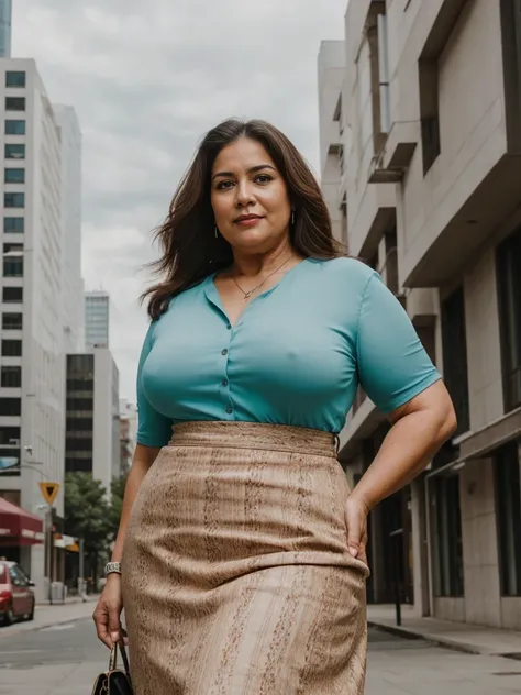 RAW PHOTO, her name is Alejandra, high quality, 1 old woman, ((58-year-old plus sized body latina woman)), (((58 years old))), ((plus sized)), (((chubby body))), ((wrinkled body)), (((old body))), ((long hair)), wearing stylish fashionable office wear diff...