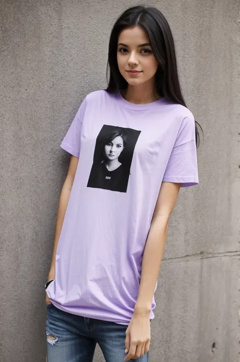 create a t-shirt with lilac, black and white colors