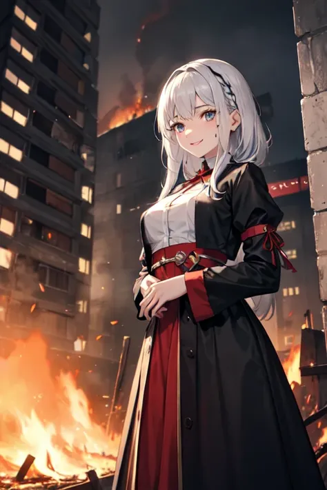 In a city that resembles the capital of medieval Europe, a beautiful girl in her late teens is killing people with a crazy smile on her face.
About half of her silver hair was stained with fresh blood, and her white skin was covered in blood.
All around he...