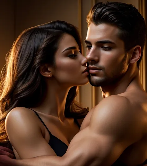 a beautiful young woman and a handsome young man embracing passionately, extremely detailed, cinematic lighting, dramatic composition, sensual, erotic, intimate, photorealistic, 8k, high quality, (best quality:1.4),(realistic:1.4),(photorealistic:1.4),mast...