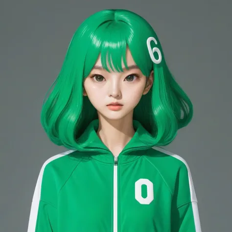 Kang Sae-byeok, Hoyeon Jung, squid game, player 067, green tracksuit from squidgame with number 067
