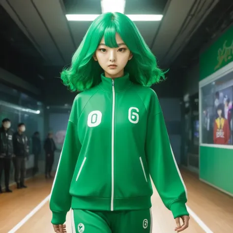 Kang Sae-byeok, Hoyeon Jung, squid game, player 067, green tracksuit from squidgame with number 067
