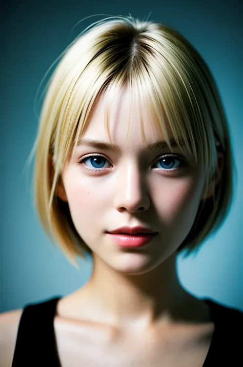 (Photo realistic:1.4), (Surreal:1.4), (Smooth lighting:1.05), 1 Girl, teenager, blue eyes, Happy, shy, smile, (avert your eyes:1.2), Face close-up, Soft lighting, Backlight, (Top quality real texture skins), Super detailed face, Glowing Skin, retina, Anato...