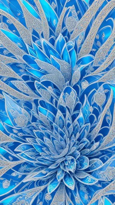 a beautiful detailed blue roses, seamless fractal pattern, 8k, photorealistic, extremely detailed, hyper realistic, soft lightin...