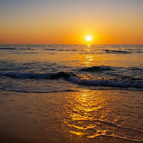 cpchann on a beach with the sun in the background, super quality, 4k, filmed by camera, sunset, cinematic photos