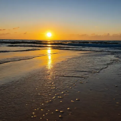 cpchann on a beach with the sun in the background, super quality, 4k, filmed by camera, sunset, cinematic photos