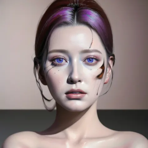 Android Beauty, Powerful paintings inspired by Francis Bacon, Ultra-realistic surrealism, Hyperrealism, fear, art, hyper real painting, Realistic illustration painting, カラフルなHyperrealism, Hyper-realistic digital art