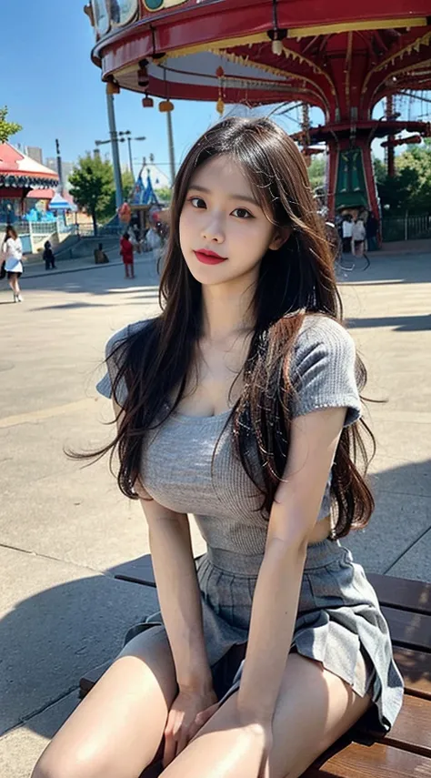 1 woman, beautiful, amazing face and eyes, (highly detailed beautiful face), (The sexiest look), (beautiful big breasts:1.2), (, pleated mini skirt:1.2), (best quality:1.4), (very detailed), (very detailed CG 통합 8k 벽지), very detailed, RAW photos, professio...