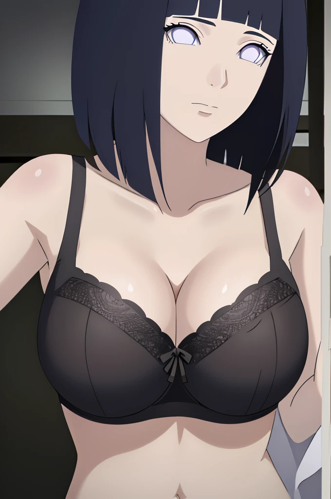 masterpiece, (intricate details), (colorful),cinematic lighting,extremely detailed CG unity 8k wallpaper ,hinata(boruto), 1girl,solo, large breasts, (hinata, hyuuga hinata, purple eyes, blunt bangs, black hair) big breasts, perfect breasts, large breasts, ...