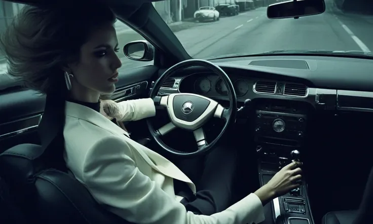 driving a car, fashion photoshoot, photographed by steven klein