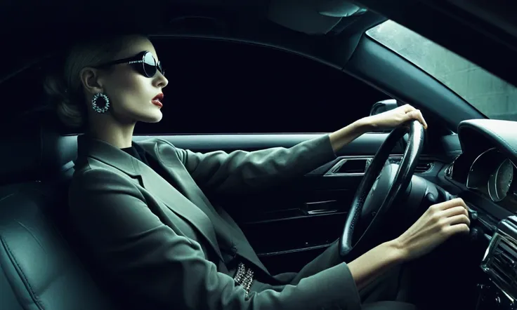 driving a car, fashion photoshoot, photographed by steven klein