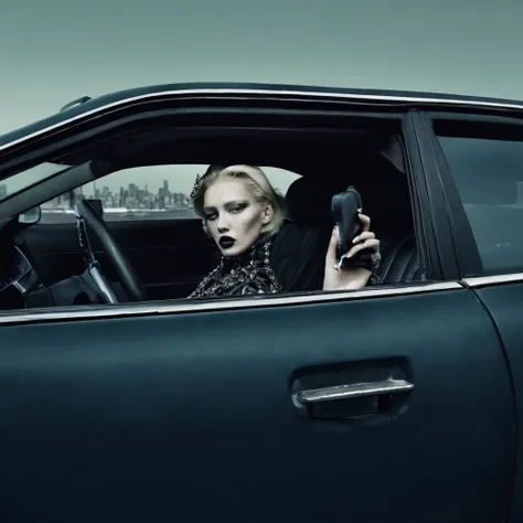 Driving a car, fashion photoshoot, photographed by Steven Klein