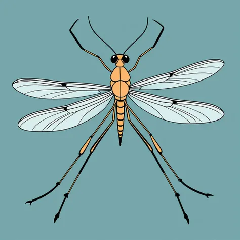 cute crane fly, illustration, vector graphics, strong contours
