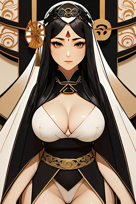 ((Amaterasu)), ((sultry body, winding, thick, extremely beautiful woman, hourglass illustration, breasts big, huge ass , big-ass)),((40 years old woman、facial wrinkles))(shiny hair, Medium Short, wavy), (beautiful eyes, alabaster pale skin, tatoo), ((camel...