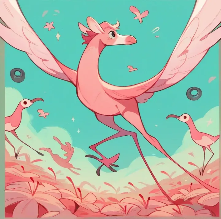 A charming young man embodying the essence of pink. He stands confidently outside, surrounded by a flock of pink flamingos, his smooth, lean body highlighted by pink underwear. His vibrant pink hair adds a playful touch, creating a delightful and harmoniou...