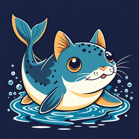 cute catfish, illustration, vector graphics, strong contours
