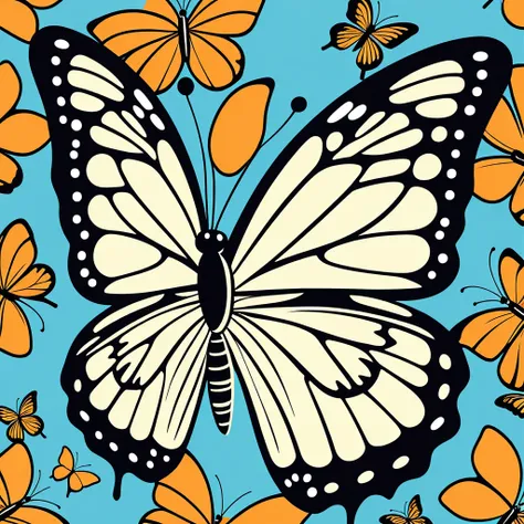 cute butterfly, illustration, vector graphics, strong contours
