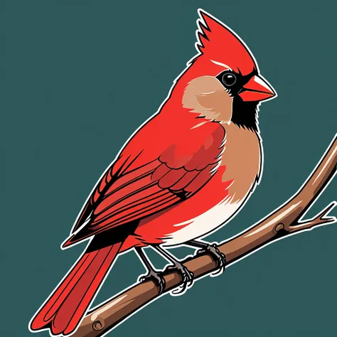 cute cardinal, illustration, vector graphics, strong contours
