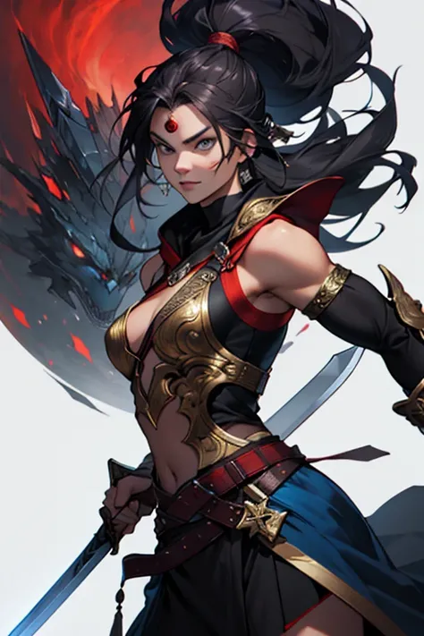 Create an image of a warrior woman with a sword 