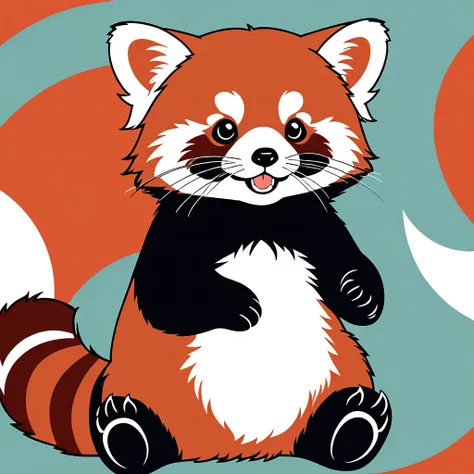 cute red panda, illustration, vector graphics, strong contours
