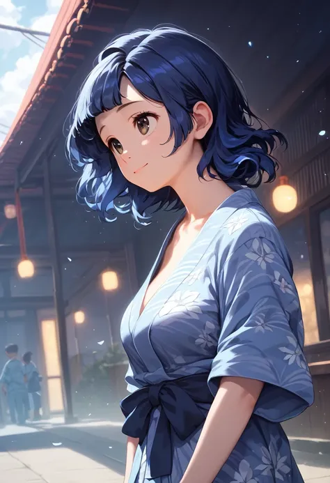 score_9,score_8_up,score_7_up,masterpiece,best quality, source anime, realistic, super detailed, extreme detailed, rating_safe,
1girl, looking up, light smile, (sad:0.5),  from below,
BREAK girl, 22yo, short hair, bob cut, (blunt bangs), black hair, (tarem...